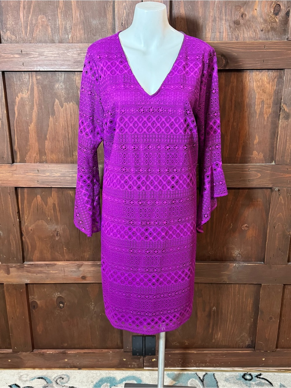 Alfani Purple Eyelet Midi Dress